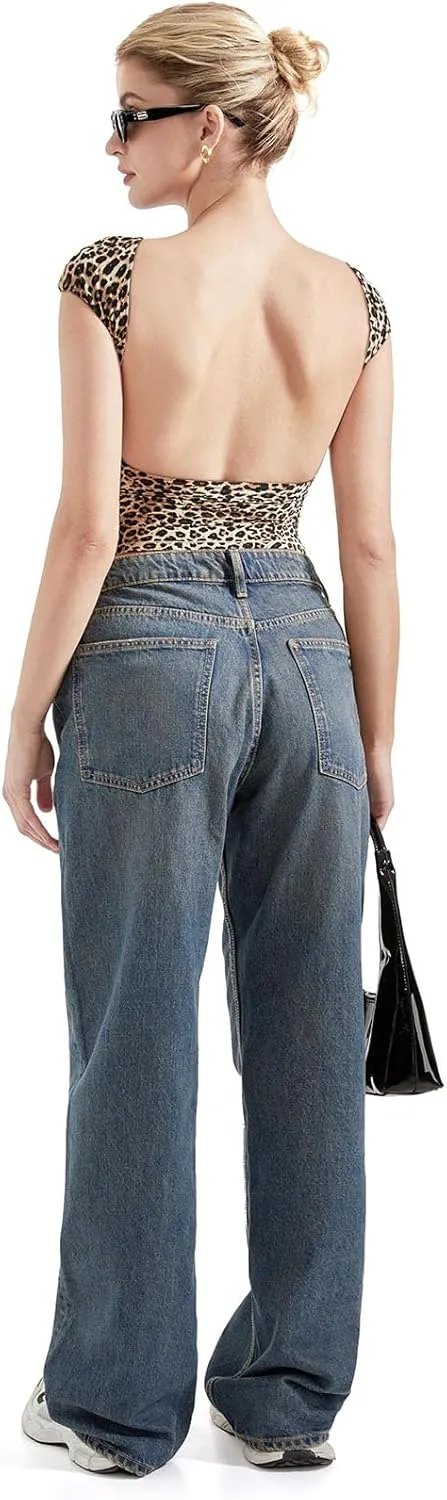 SUUKSESS Women Backless Sexy Going Out Tops Double Lined Open Back Y2k Basic Tee Shirts