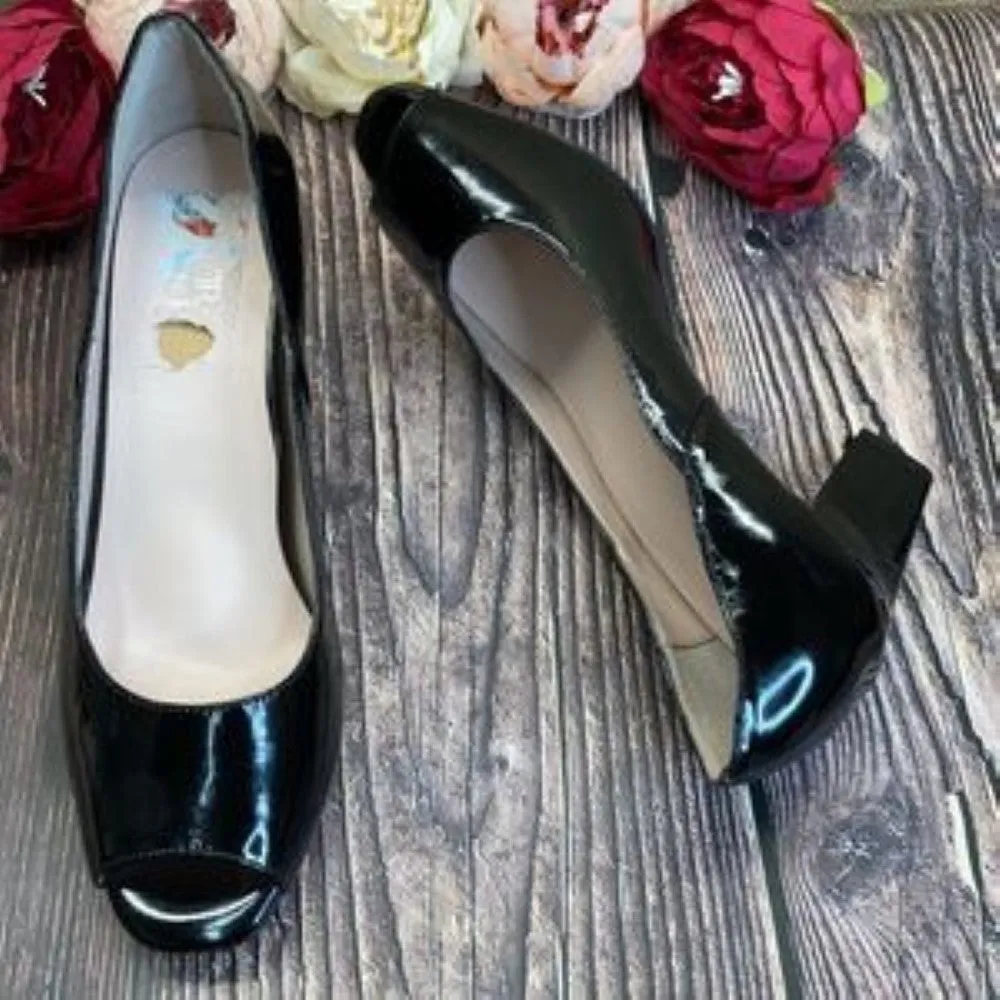 Taryn Rose Black Francis Block-Heel Pumps 8.5M