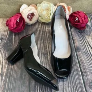 Taryn Rose Black Francis Block-Heel Pumps 8.5M