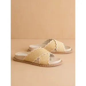 The Fabby | Beige Raffia Slide