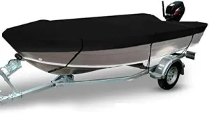 TIST V-Shaped Waterproof Boat Cover 420D Oxford Cloth Boat Cover, Heavy Duty All Weather Outdoor for Yachts, Speedboats, Water Skis, V-Hulls, Black Boat Cover Hull Protectors(11-13ft)