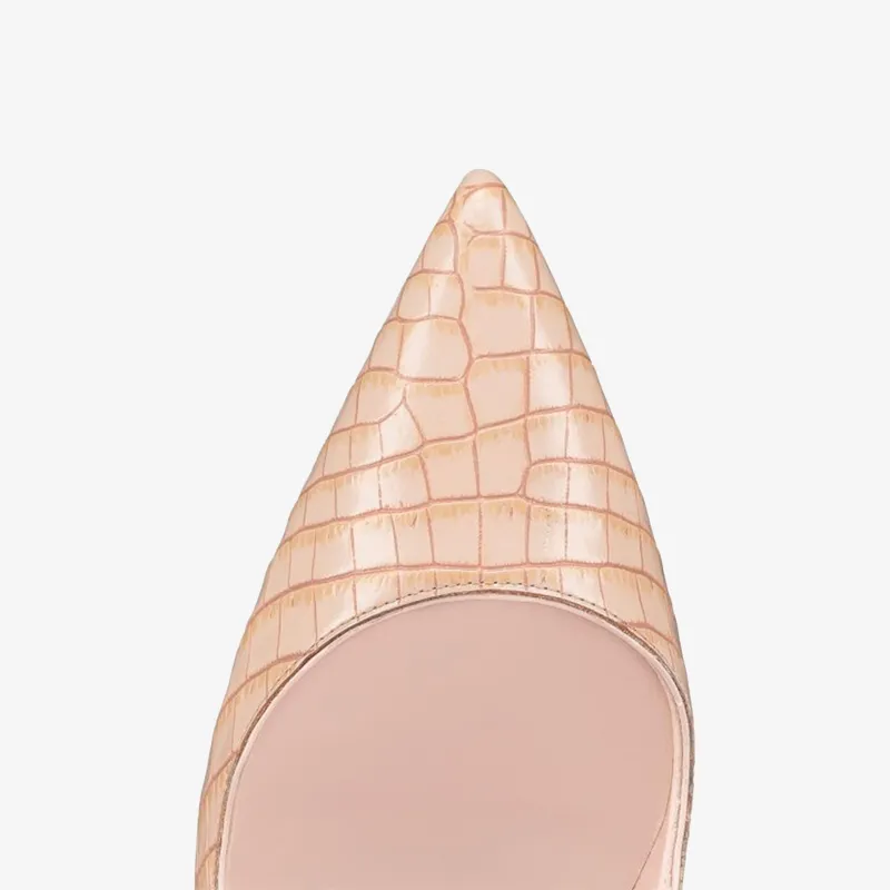 Trendy Embossed Mock Croc Pump