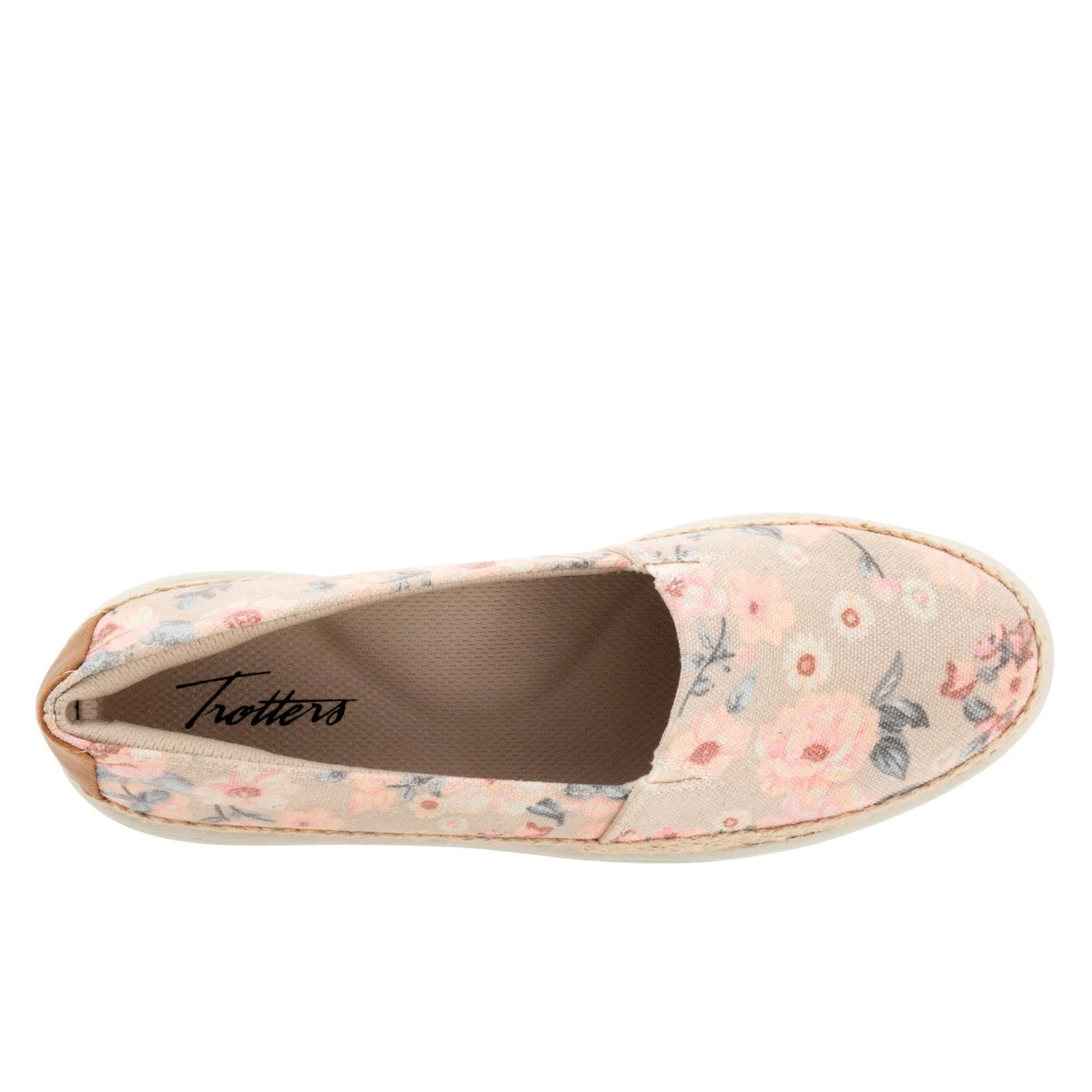 Trotters Accent T1803-921 Womens Beige Canvas Slip On Loafer Flats Shoes