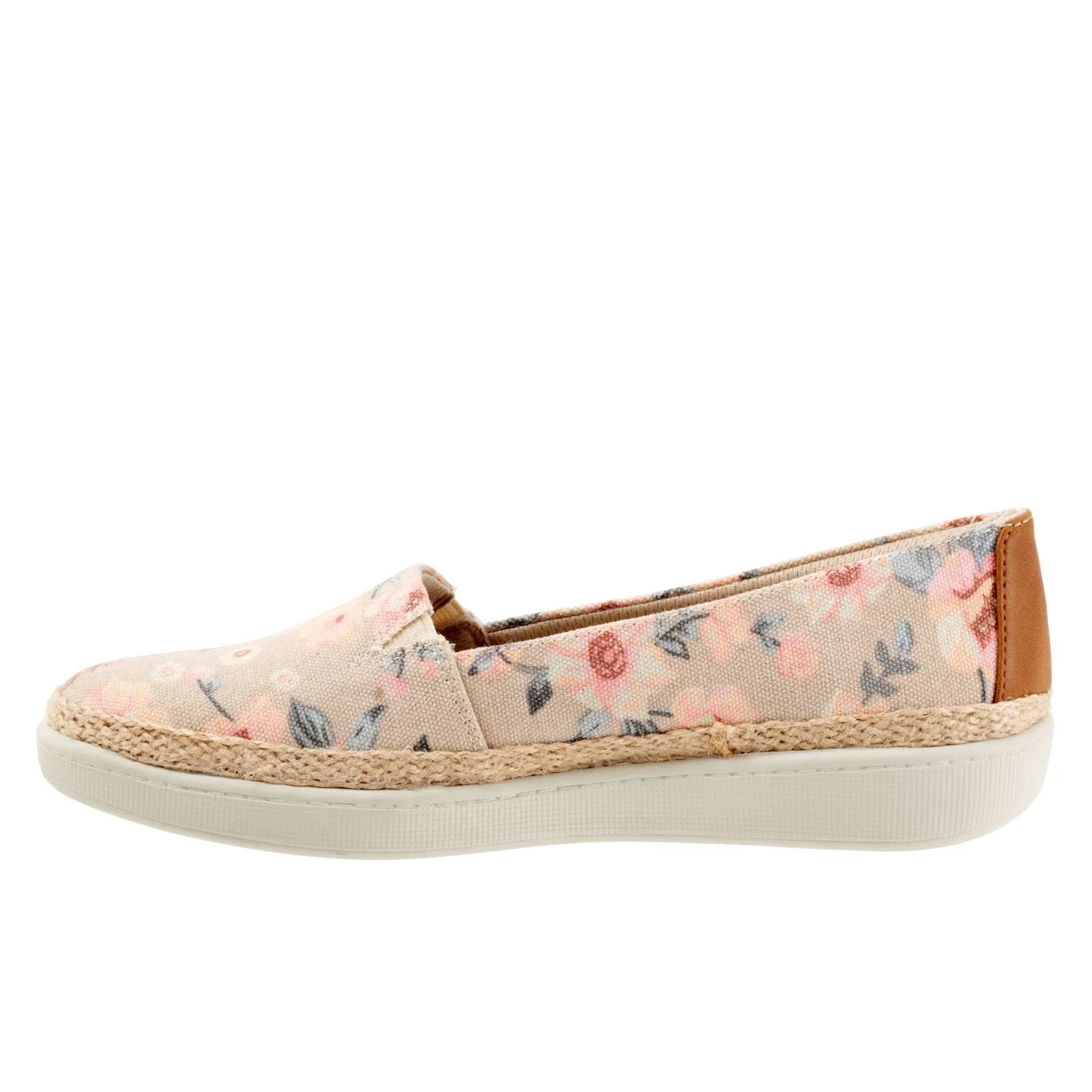 Trotters Accent T1803-921 Womens Beige Canvas Slip On Loafer Flats Shoes