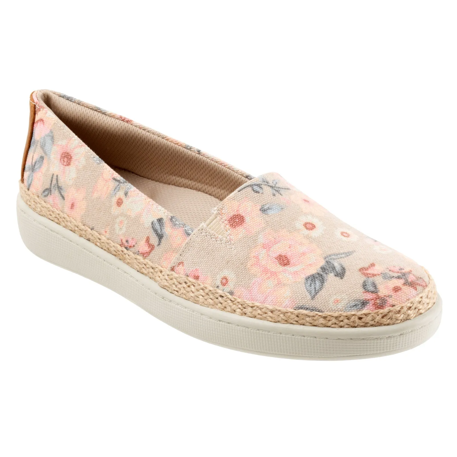Trotters Accent T1803-921 Womens Beige Canvas Slip On Loafer Flats Shoes