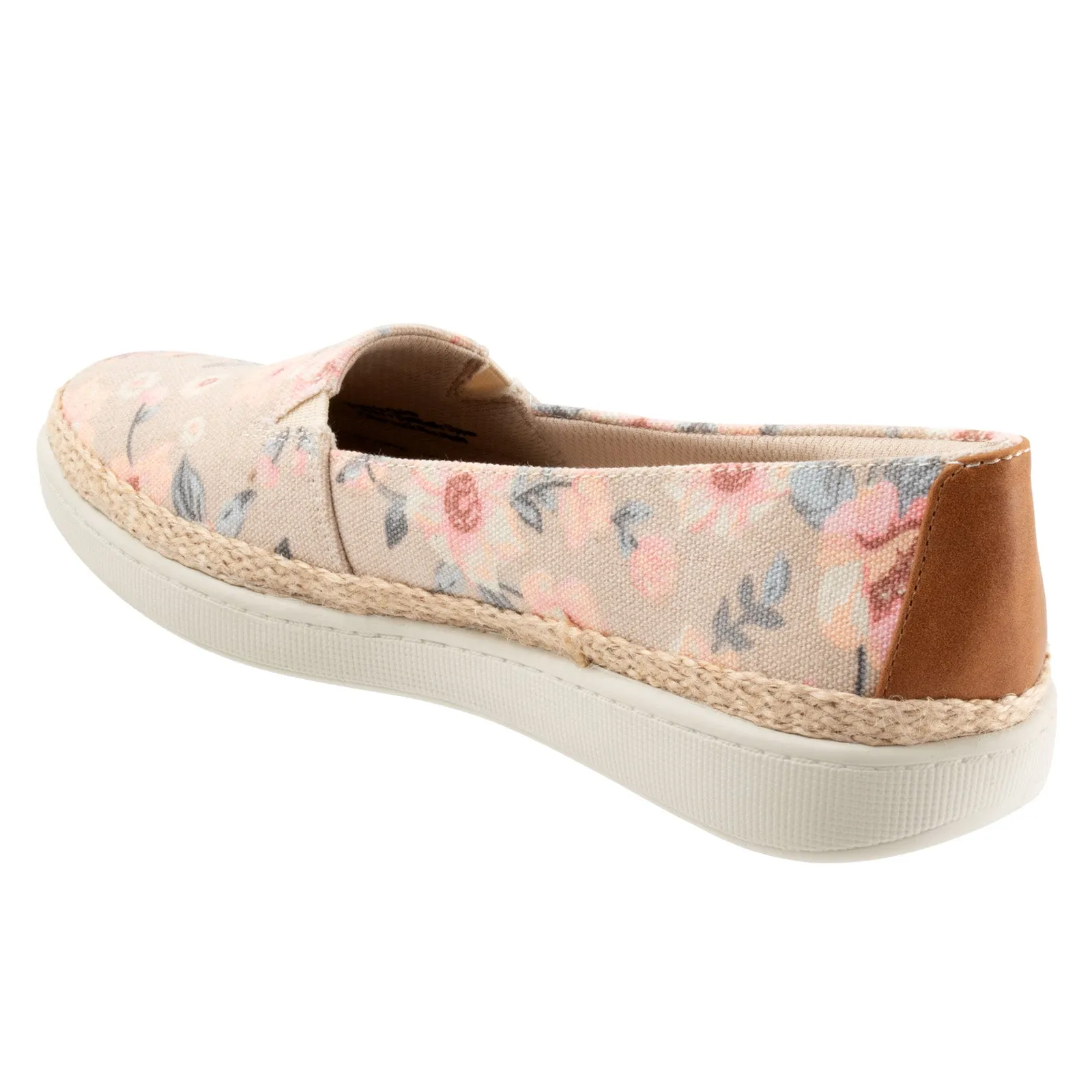 Trotters Accent T1803-921 Womens Beige Canvas Slip On Loafer Flats Shoes