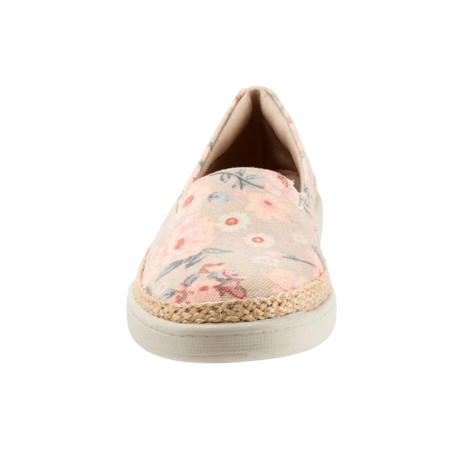 Trotters Accent T1803-921 Womens Beige Canvas Slip On Loafer Flats Shoes