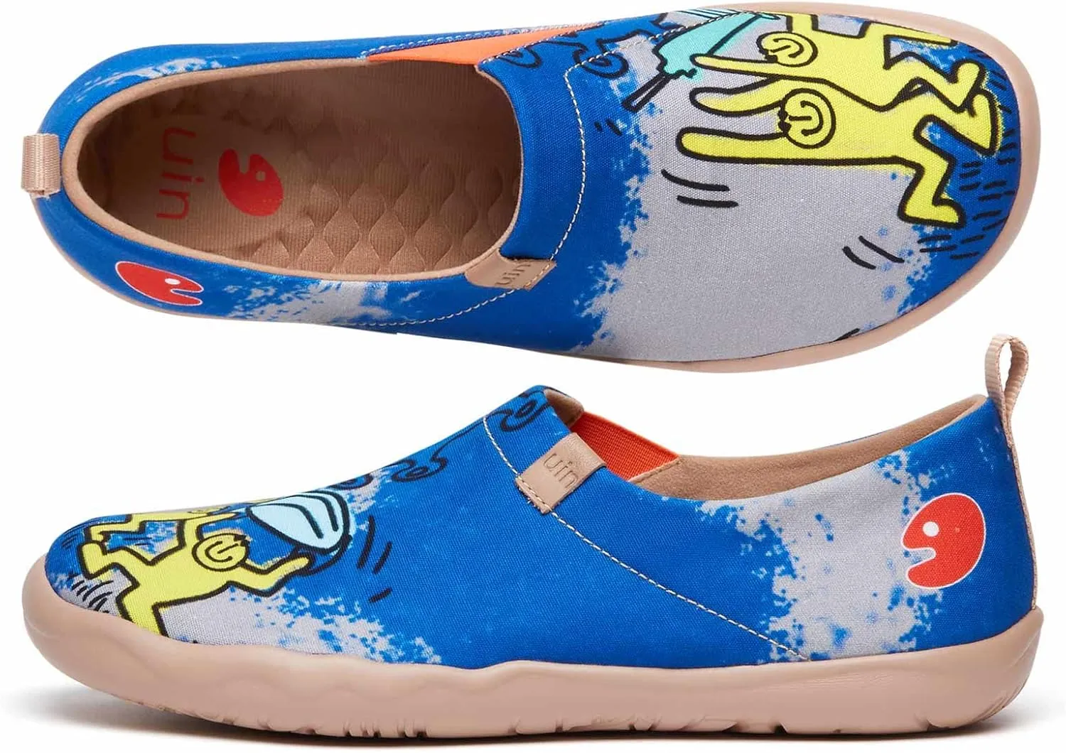 UIN Men's Slip Ons Canvas Lightweight Flats Sneakers Walking Casual Loafers Comfortable Art Painted Travel Shoes