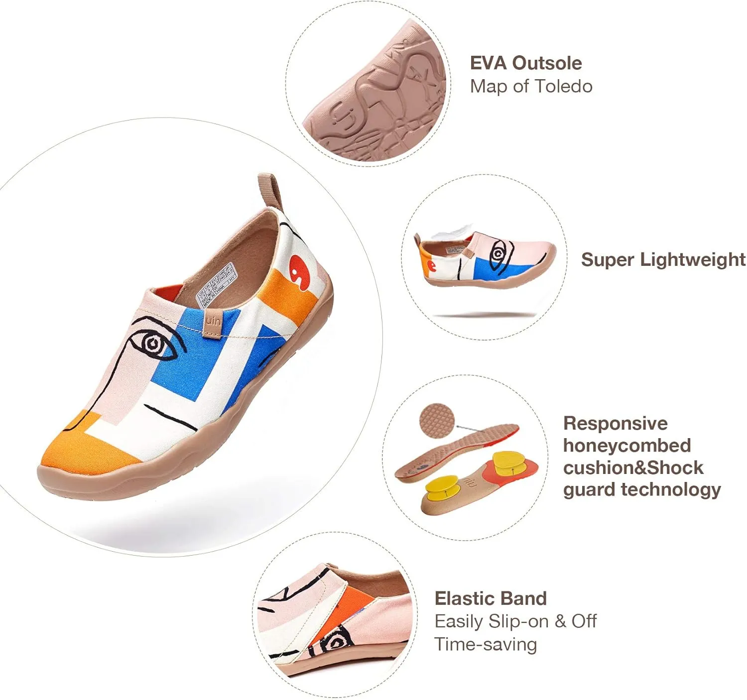 UIN Women's Artistic Design Slip-On Microfiber PU Shoes Stylish Comfortable Casual Loafers Lightweight Everyday Travel Footwear