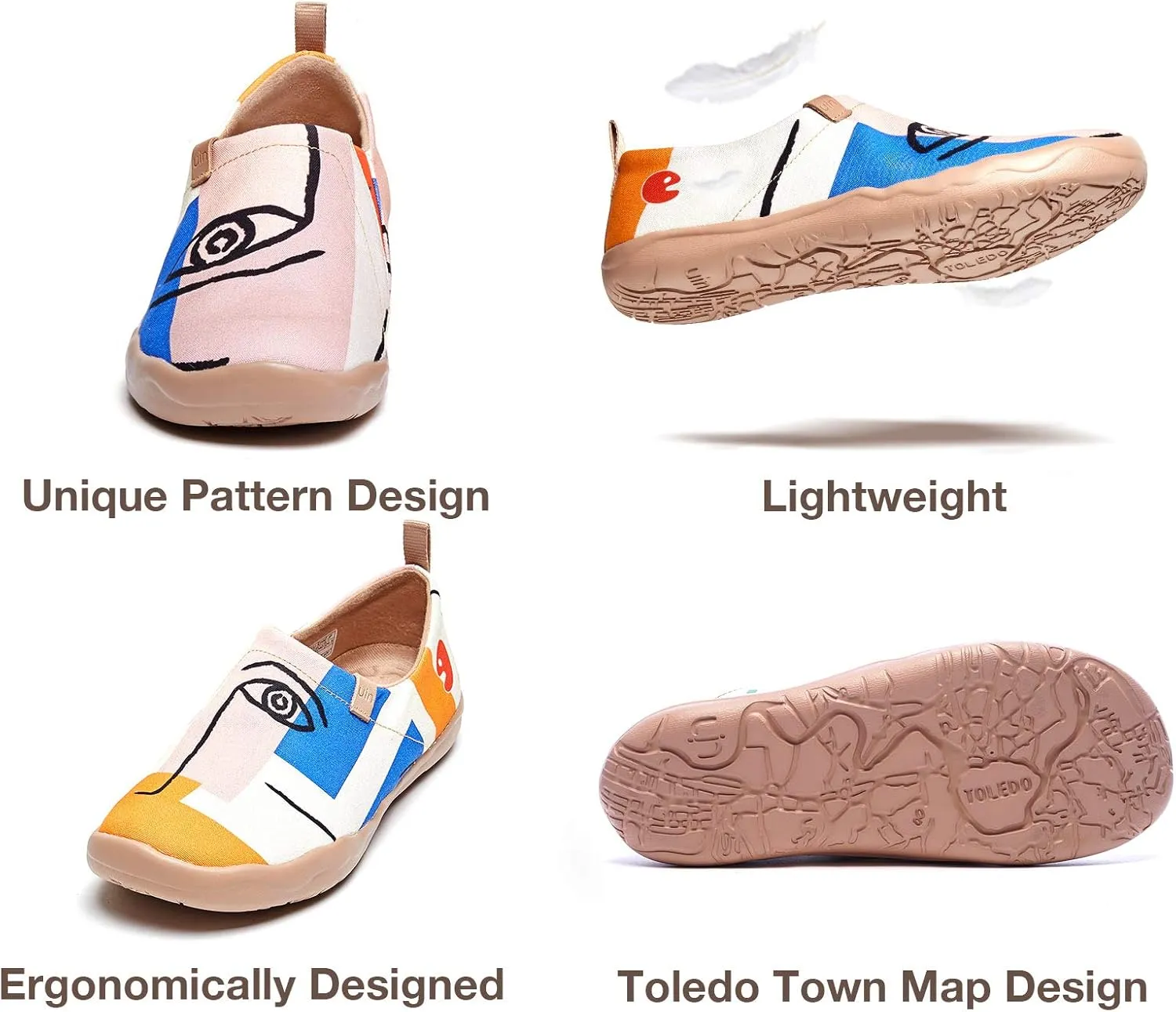 UIN Women's Artistic Design Slip-On Microfiber PU Shoes Stylish Comfortable Casual Loafers Lightweight Everyday Travel Footwear