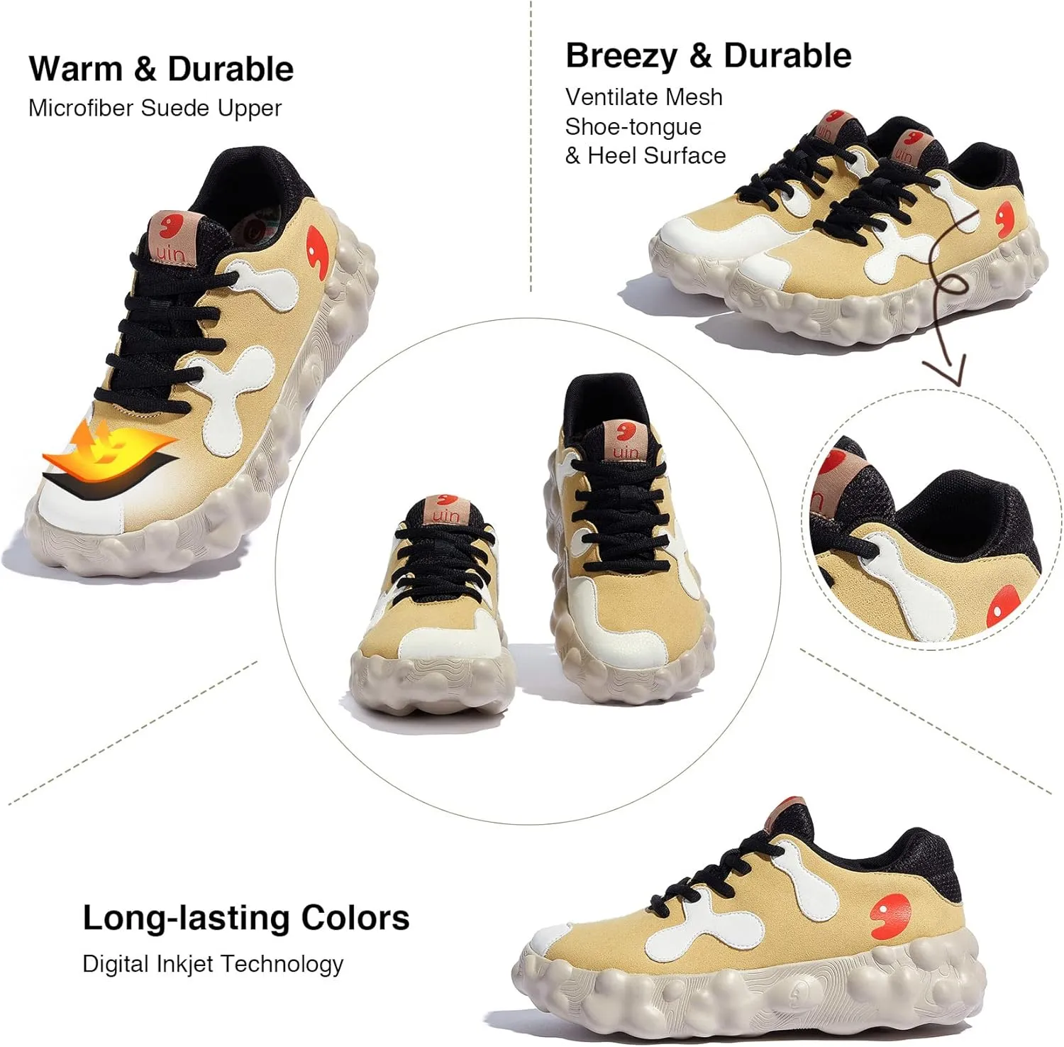 UIN Women's Walking Travel Shoes Slip On Casual Lightweight Wide Toe Chunky Fashion Sneaker Figueras
