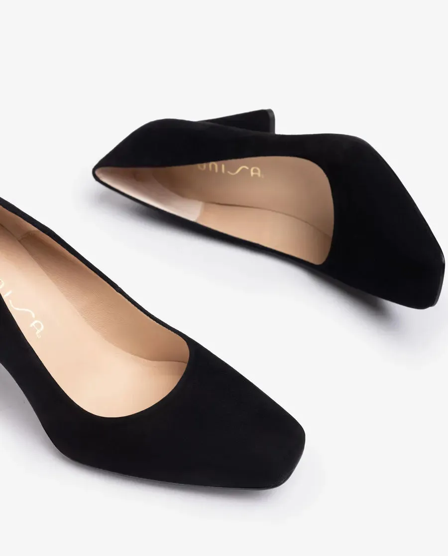 Unisa Black Suede Pump Waba 60078