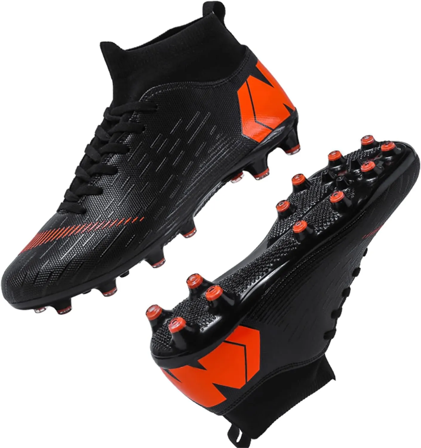 Unisex soccer sneakers are light, breathable, non-slip and shock-absorbing, and The youth high-top indoor lawn training hard bottom TF/AG.
