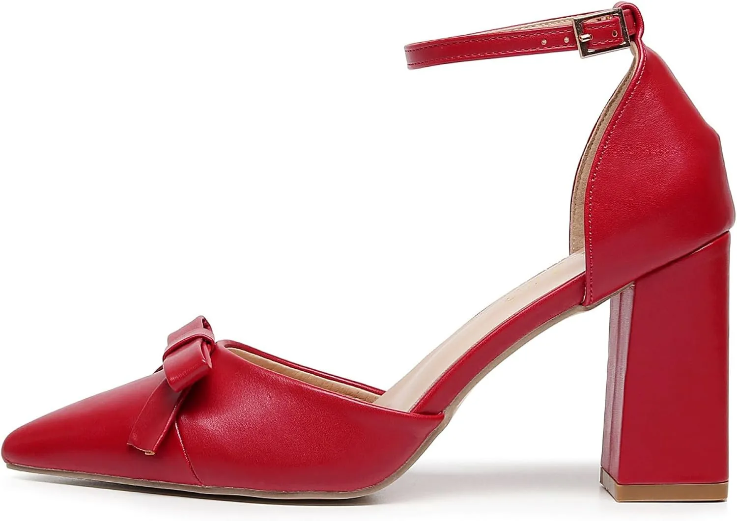 VenusCelia Women's Brightest Strap Pump Block Heel Shoe