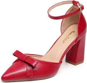 VenusCelia Women's Brightest Strap Pump Block Heel Shoe