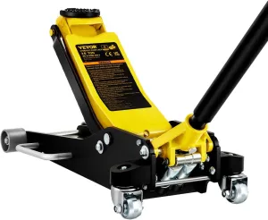 VEVOR 3 Ton Low Profile , Aluminum and Steel Racing Floor Jack with Dual Pistons Quick Lift Pump for Sport Utility Vehicle, Lifting Range 3-6/11"-19-11/16", yellow,black