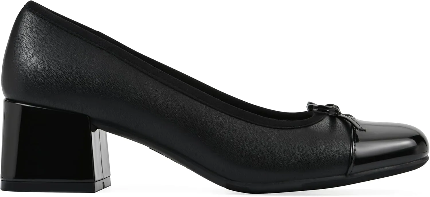 WHITE MOUNTAIN Women's Lately Cap Toe Block Heel Ballet Pump
