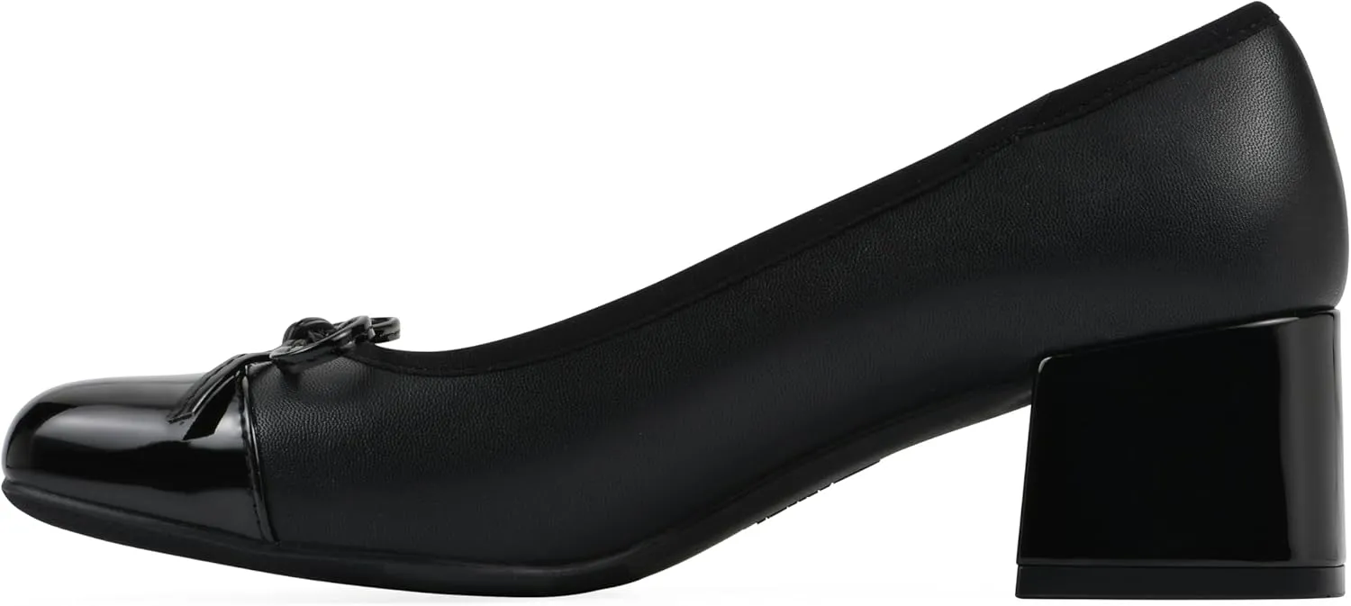 WHITE MOUNTAIN Women's Lately Cap Toe Block Heel Ballet Pump