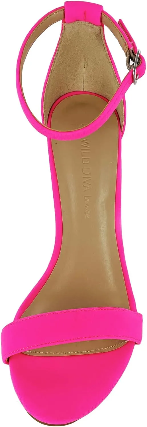 Wild Diva Women's High Chunky Block Heel Pump Dress Heeled Sandals
