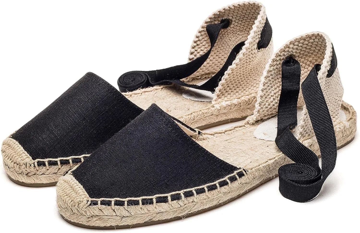 Women Espadrille Lace Up Flats Comfortable Summer Breathable Espadrille Sandals Adjustable Shoelace Dating Work Travel
