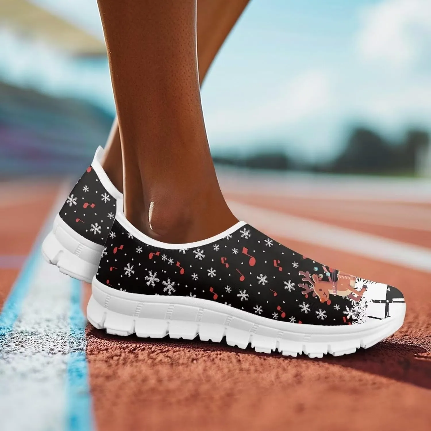 Women's Christmas Sneaker Casual Low Top Cozy Shoes Slip On Lightweight Anti-Skid Workout Walking Sneaker for Women US 5.5-11.5