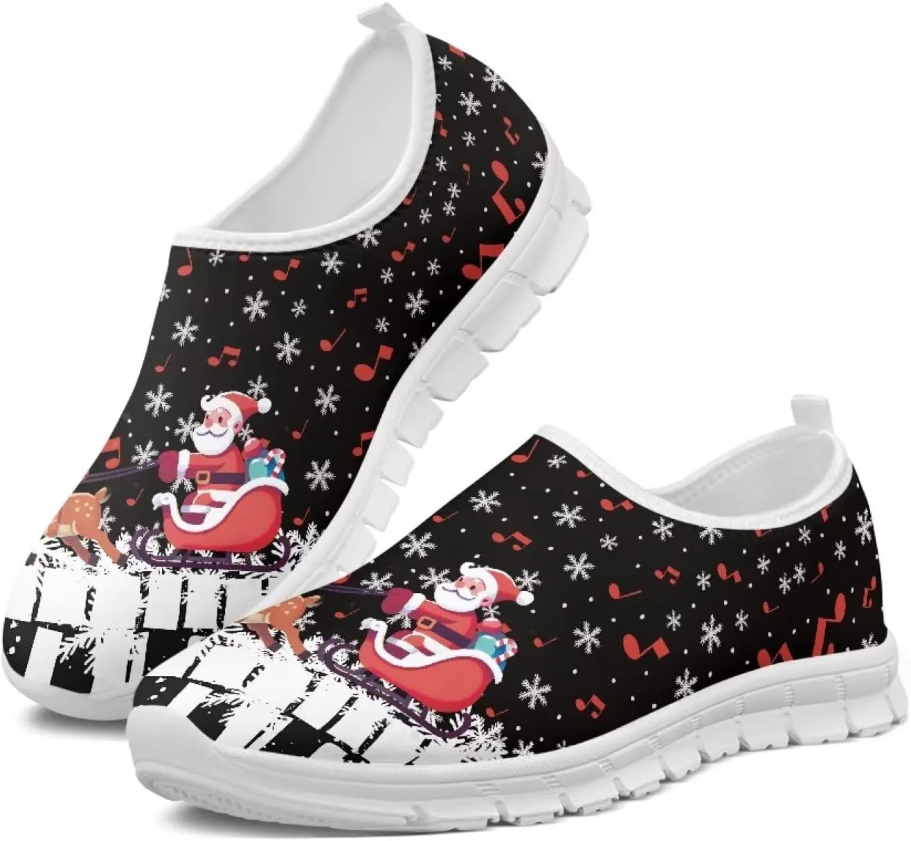 Women's Christmas Sneaker Casual Low Top Cozy Shoes Slip On Lightweight Anti-Skid Workout Walking Sneaker for Women US 5.5-11.5