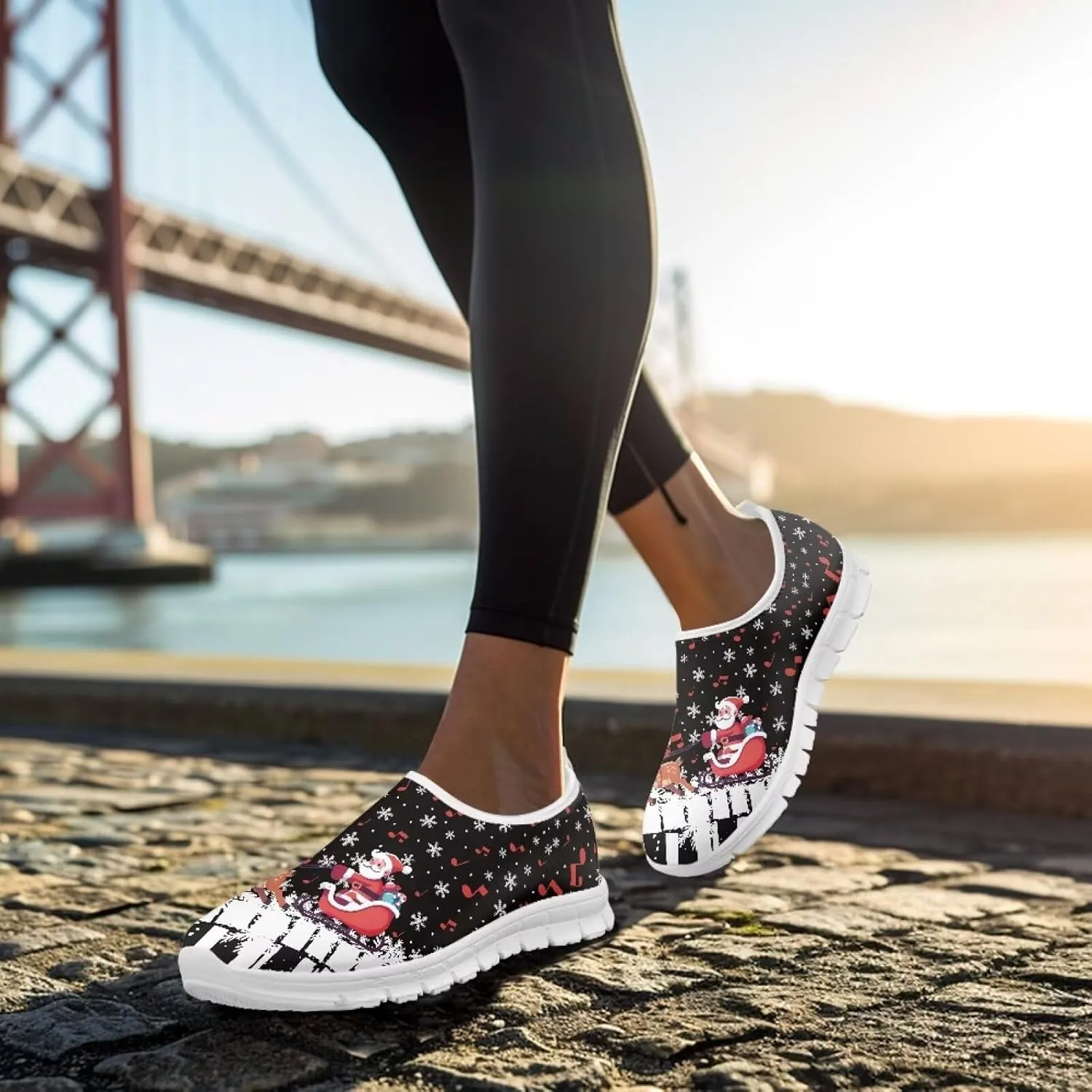 Women's Christmas Sneaker Casual Low Top Cozy Shoes Slip On Lightweight Anti-Skid Workout Walking Sneaker for Women US 5.5-11.5
