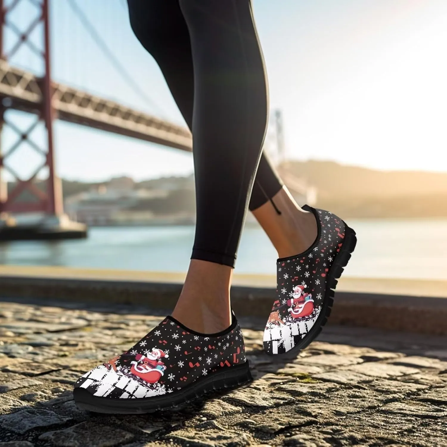 Women's Christmas Sneaker Casual Low Top Shoes Slip On Lightweight Non-Slip Holiday Walking Sneaker for Women US 5.5-11.5