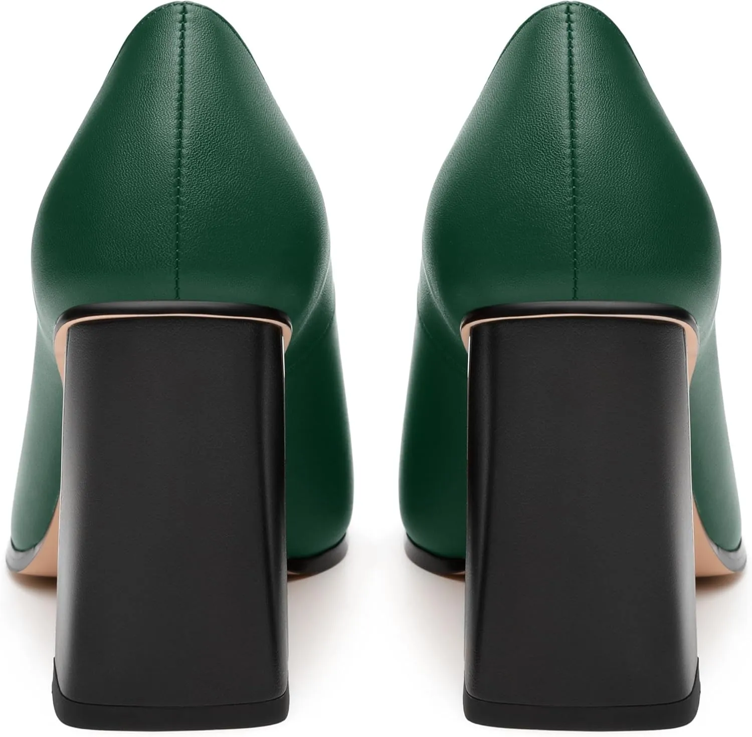 Women's High Heel Pumps, Pointed Toe Chunky Heel for Women, Leather Insole Upper Splicing Dressy 3.5" Pump