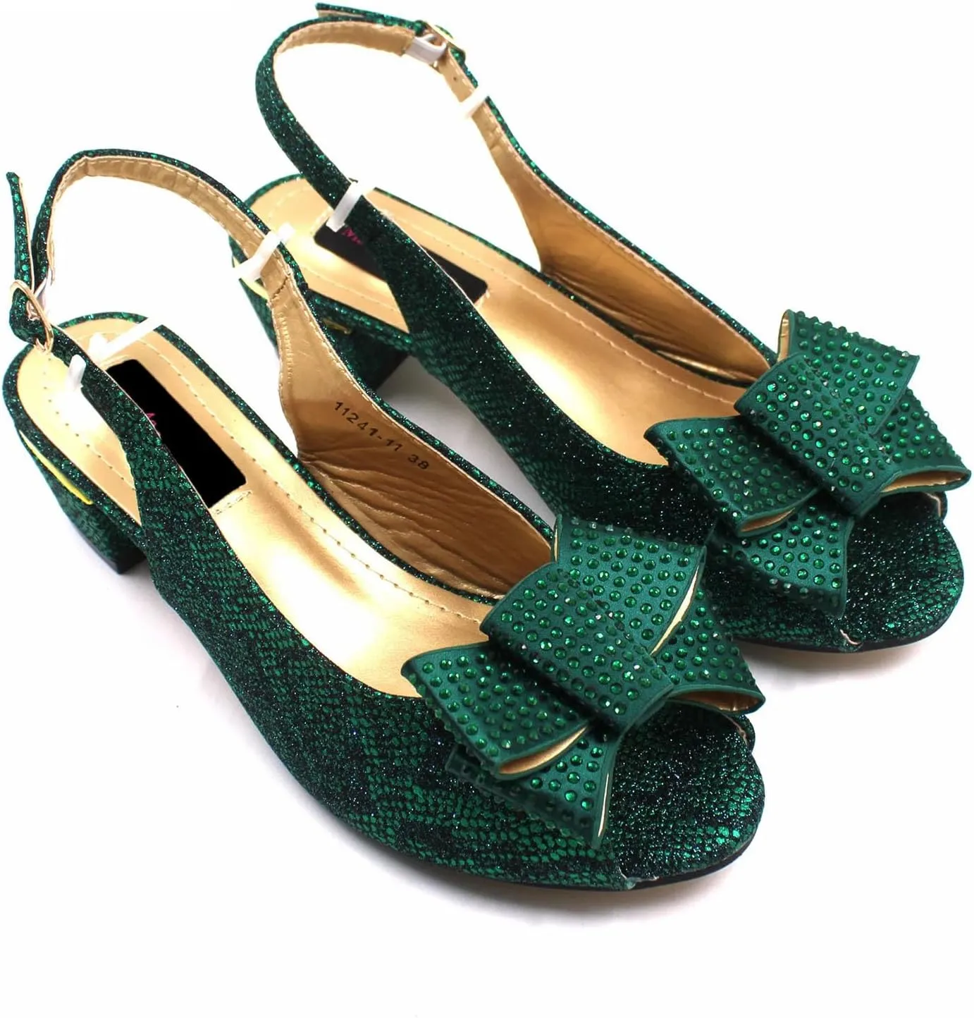 Womens Italian Wedding Shoes Set 2025 Bridal Pumps Rhinestone Comfortable Heels with Matching Evening Bag