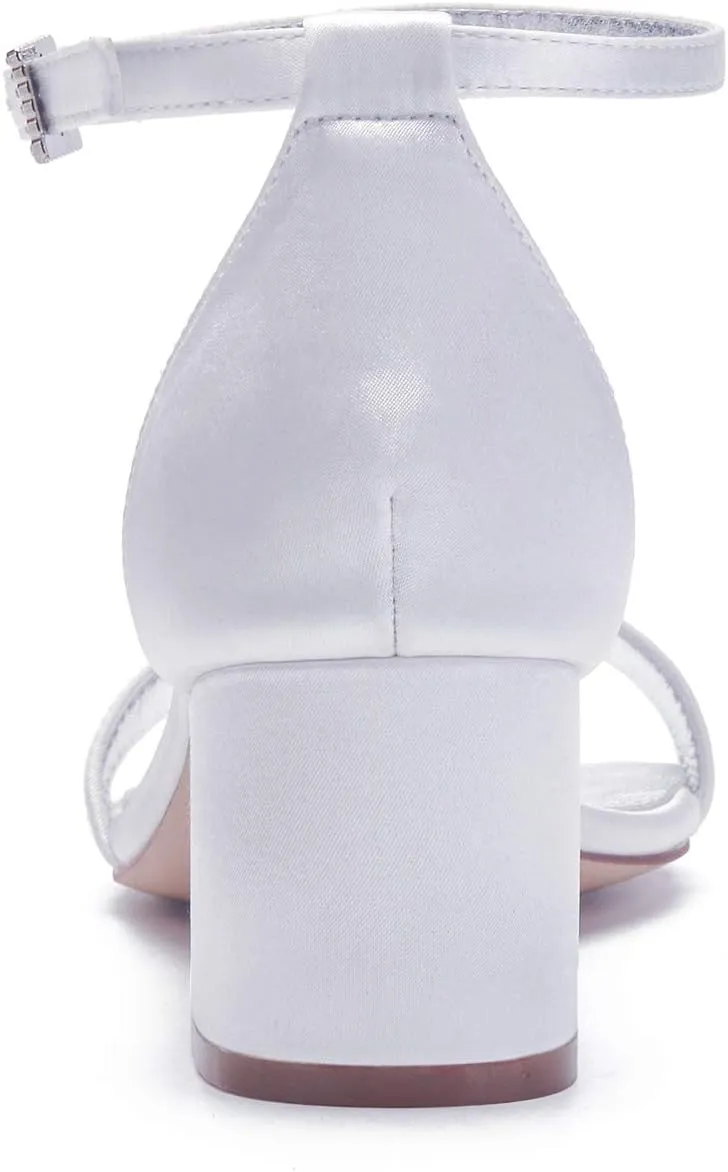 Women's Low Block Heel Sandals Chunky Ankle Strap Crystal Wedding Dress Shoes Low Heel Formal Prom Party Dress Shoes Comfortable Pump Sandals