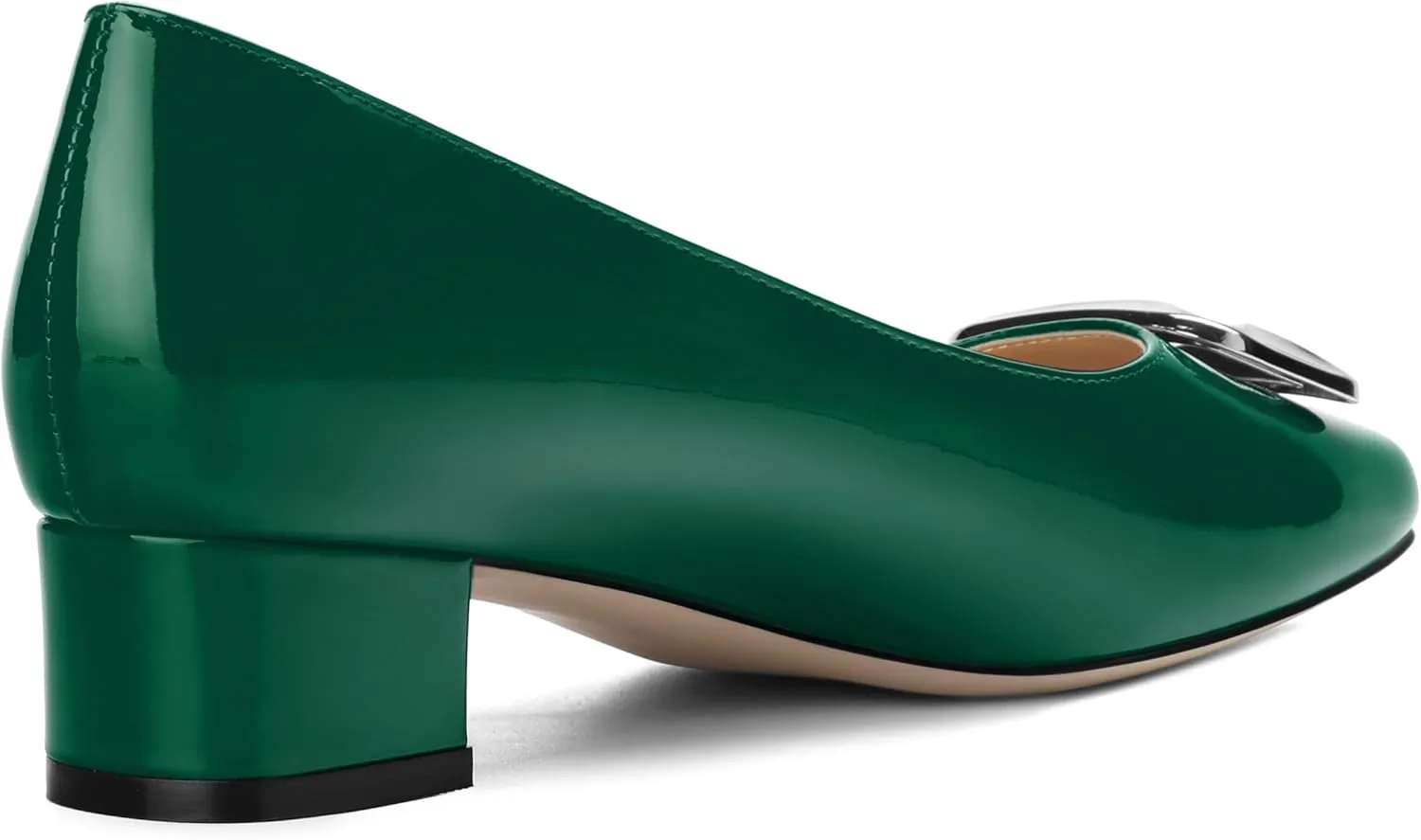 Womens Low Chunky Block Heels, Square Toe Patent Closed Toe Pumps Dress Party Wedding Shoes 1.5 Inch