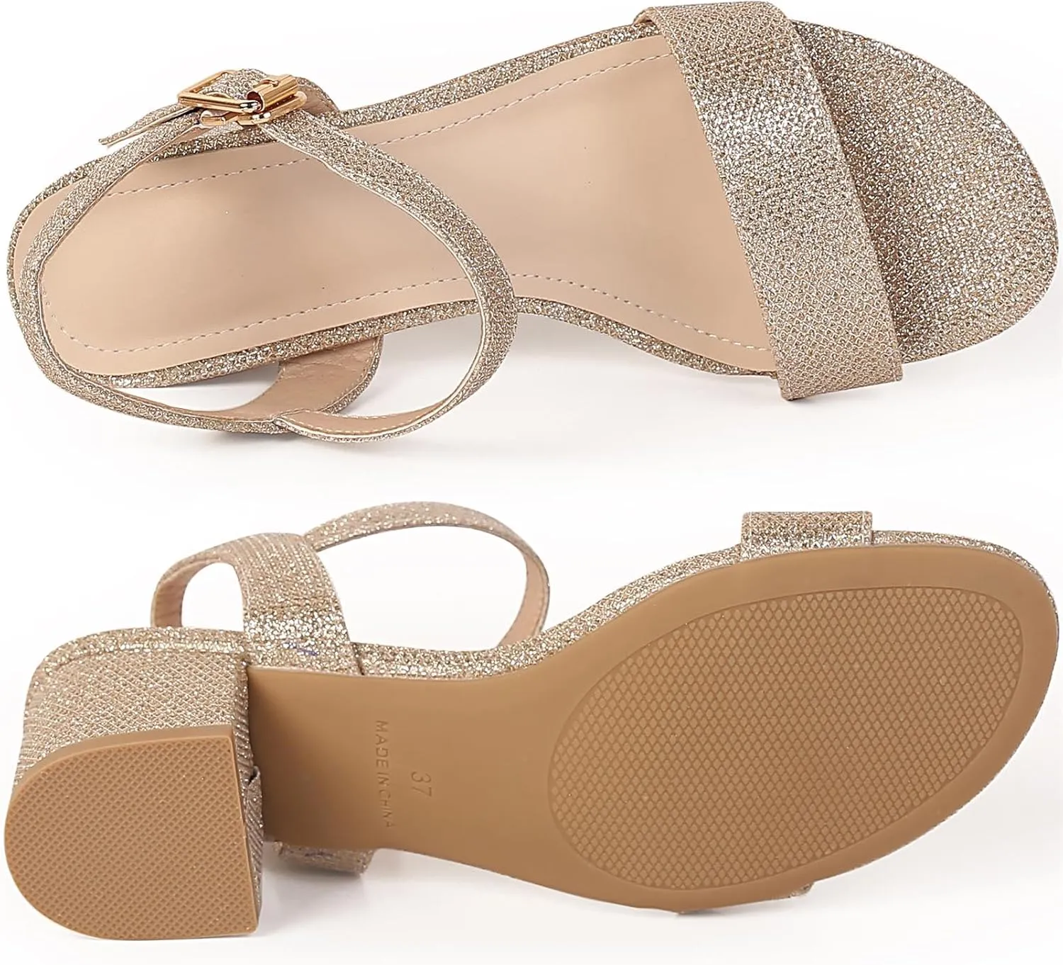 Women's Open Toe Ankle Strap Chunk Low Heel Pump Sandals for Wedding Party Prom Office Homecoming Dress Shoes for Wedding Party Prom Office Homecoming Dress Shoes