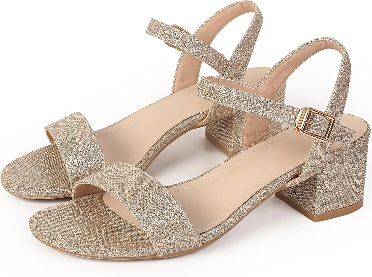 Women's Open Toe Ankle Strap Chunk Low Heel Pump Sandals for Wedding Party Prom Office Homecoming Dress Shoes for Wedding Party Prom Office Homecoming Dress Shoes
