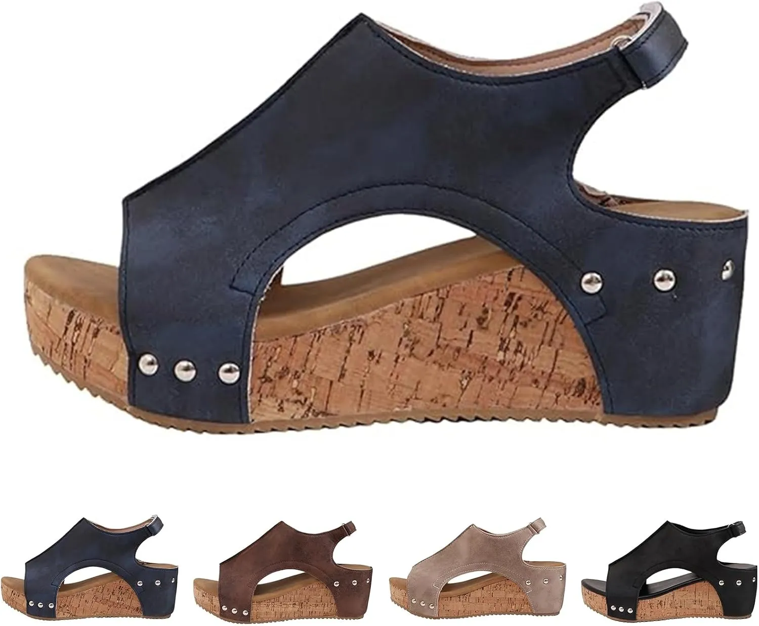 Women's Platform Wedge Sandals,Open Toe Buckle Ankle Strap Espadrilles Wedge Sandals,Walking Strappy Slip on Summer Vacation Shoes