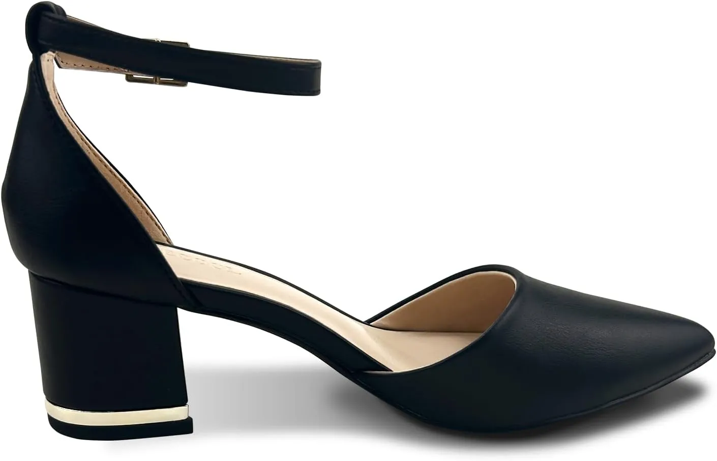 Women's Pointed Toe Low Chunky Heels Pump Shoes, Comfortable Heels for Women, Chunky Ankle Strap Dress Pumps Shoes for Wedding Office Party