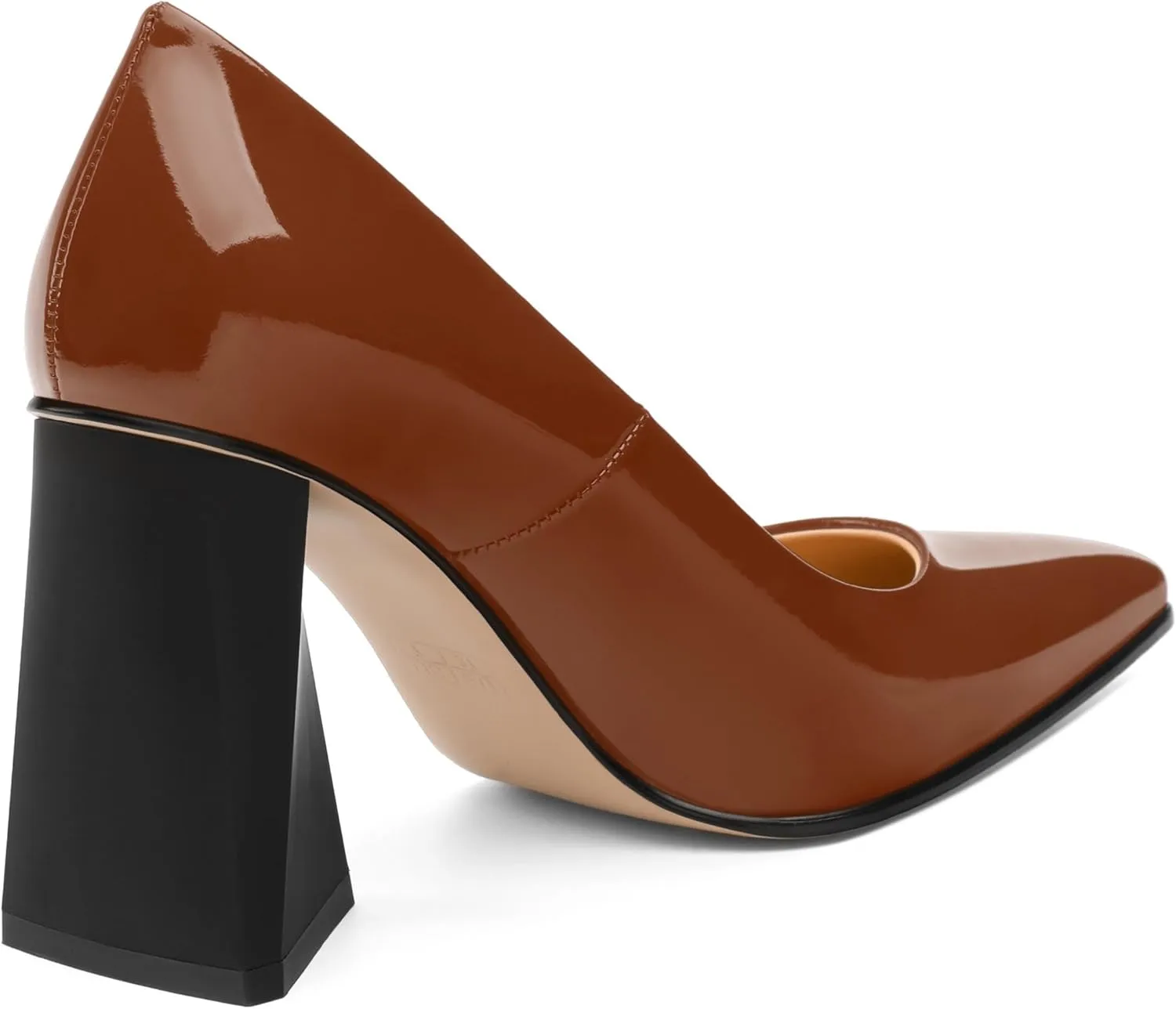 Women's Pumps, Pointed Toe Chunky Block Heel, Slip On Fashion Solid High Heel Shoes for Women
