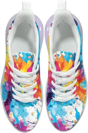 Women's Rainbow Sneaker Cozy Lightweight Air Cushion Footwear Travel Sneaker Breathable Anti-Slip Walking Shoes for Women US 6-11