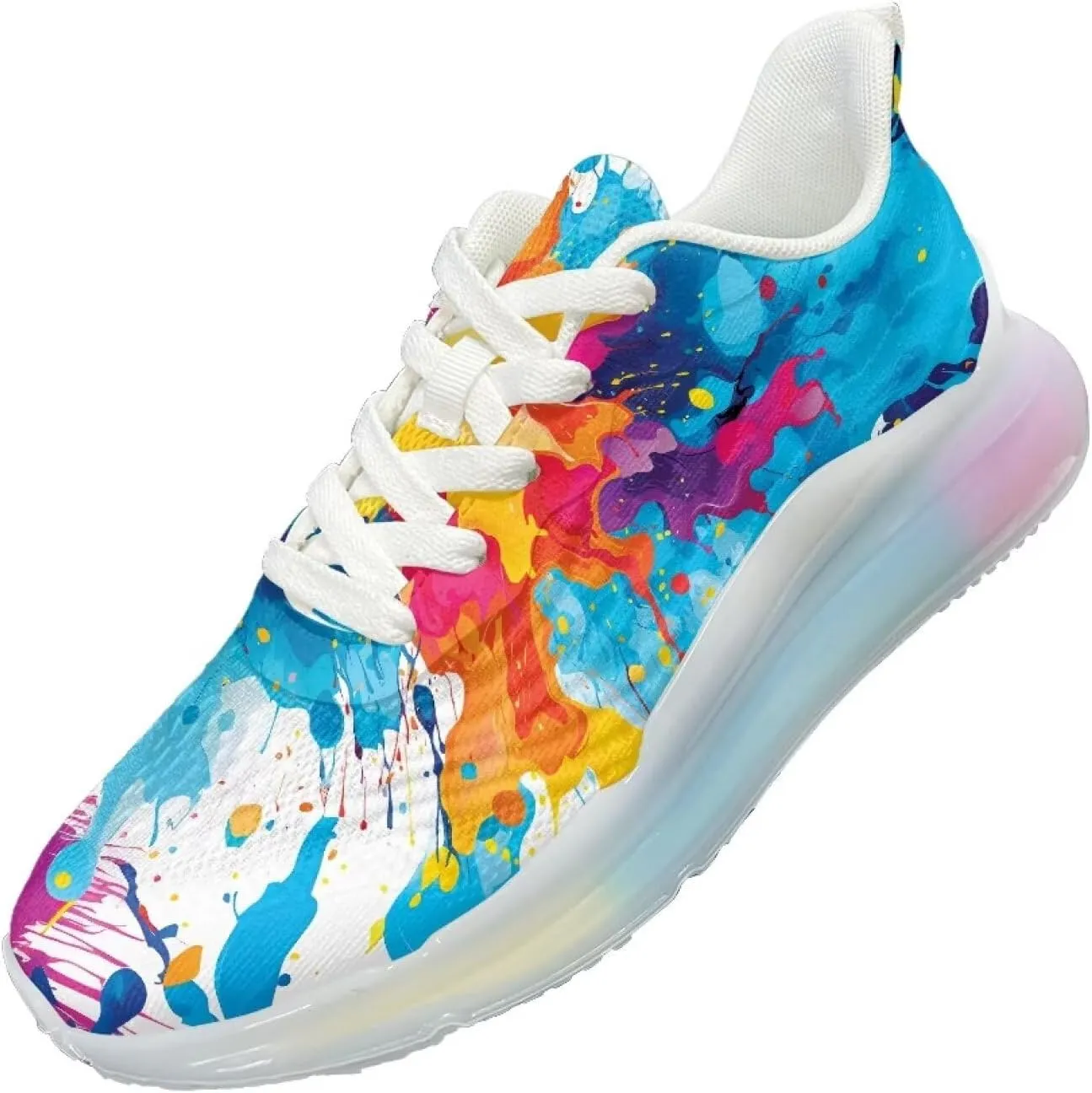 Women's Rainbow Sneaker Cozy Lightweight Air Cushion Footwear Travel Sneaker Breathable Anti-Slip Walking Shoes for Women US 6-11