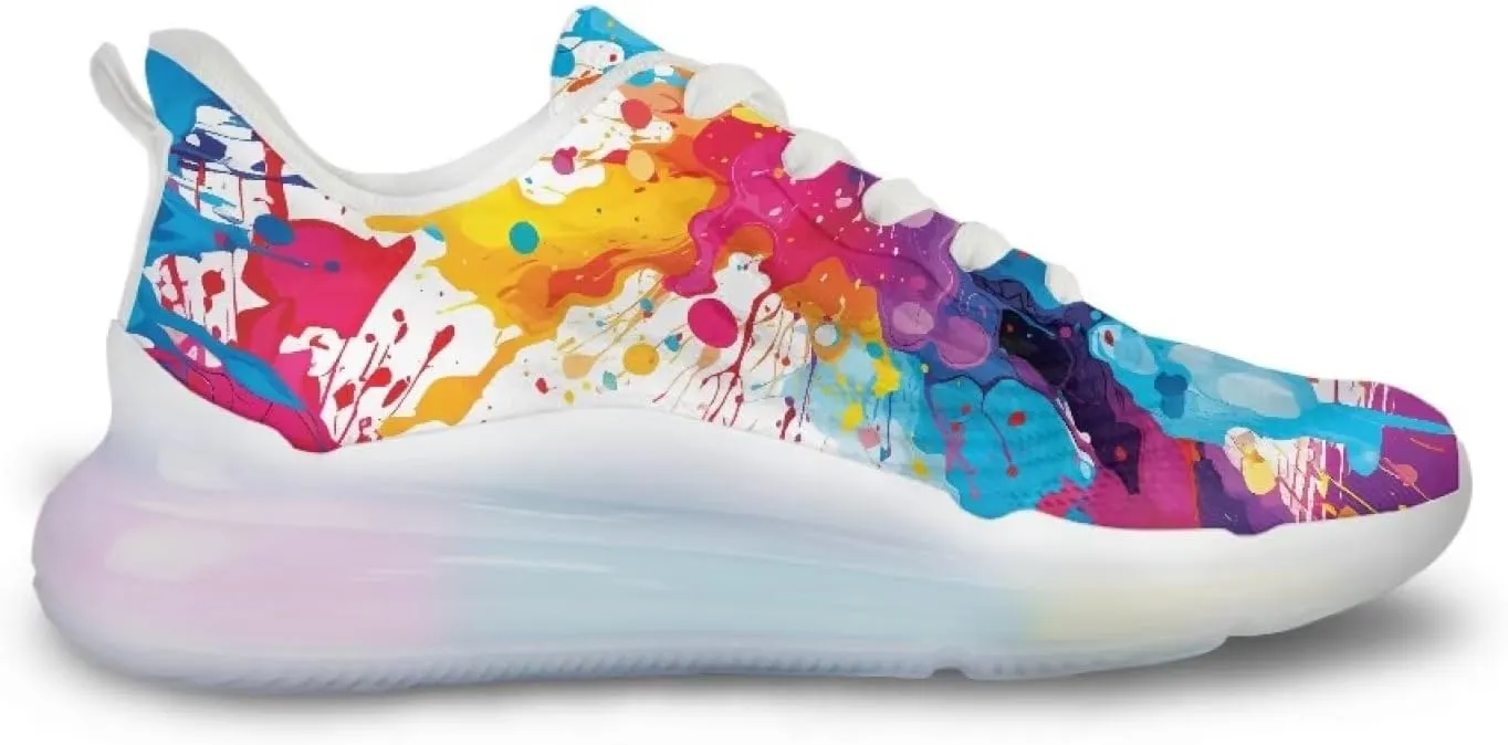 Women's Rainbow Sneaker Cozy Lightweight Air Cushion Footwear Travel Sneaker Breathable Anti-Slip Walking Shoes for Women US 6-11