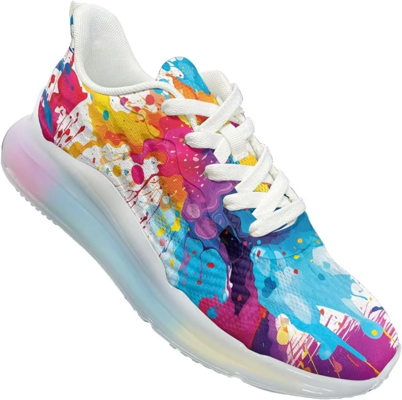 Women's Rainbow Sneaker Cozy Lightweight Air Cushion Footwear Travel Sneaker Breathable Anti-Slip Walking Shoes for Women US 6-11