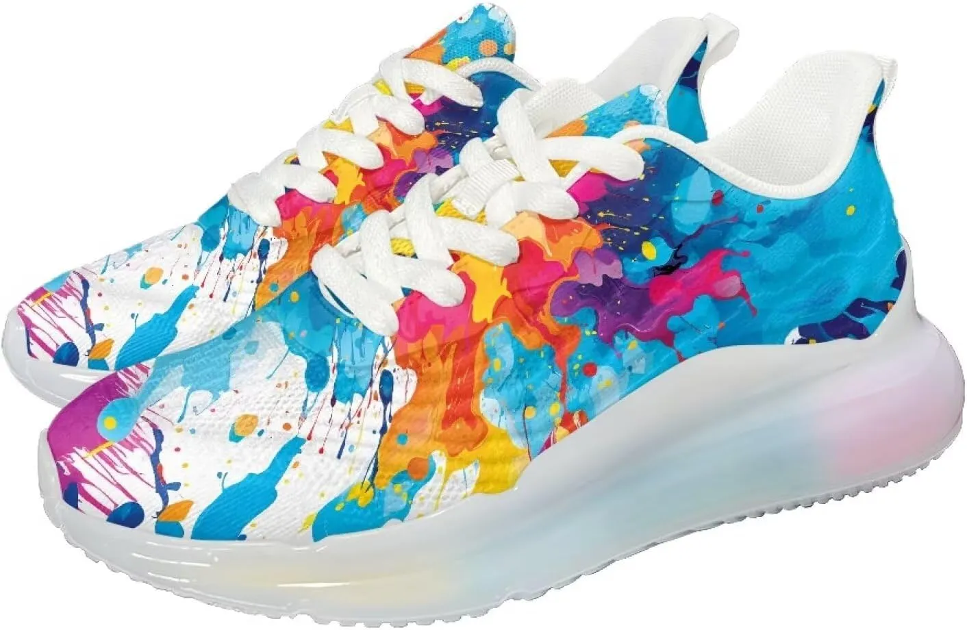 Women's Rainbow Sneaker Cozy Lightweight Air Cushion Footwear Travel Sneaker Breathable Anti-Slip Walking Shoes for Women US 6-11