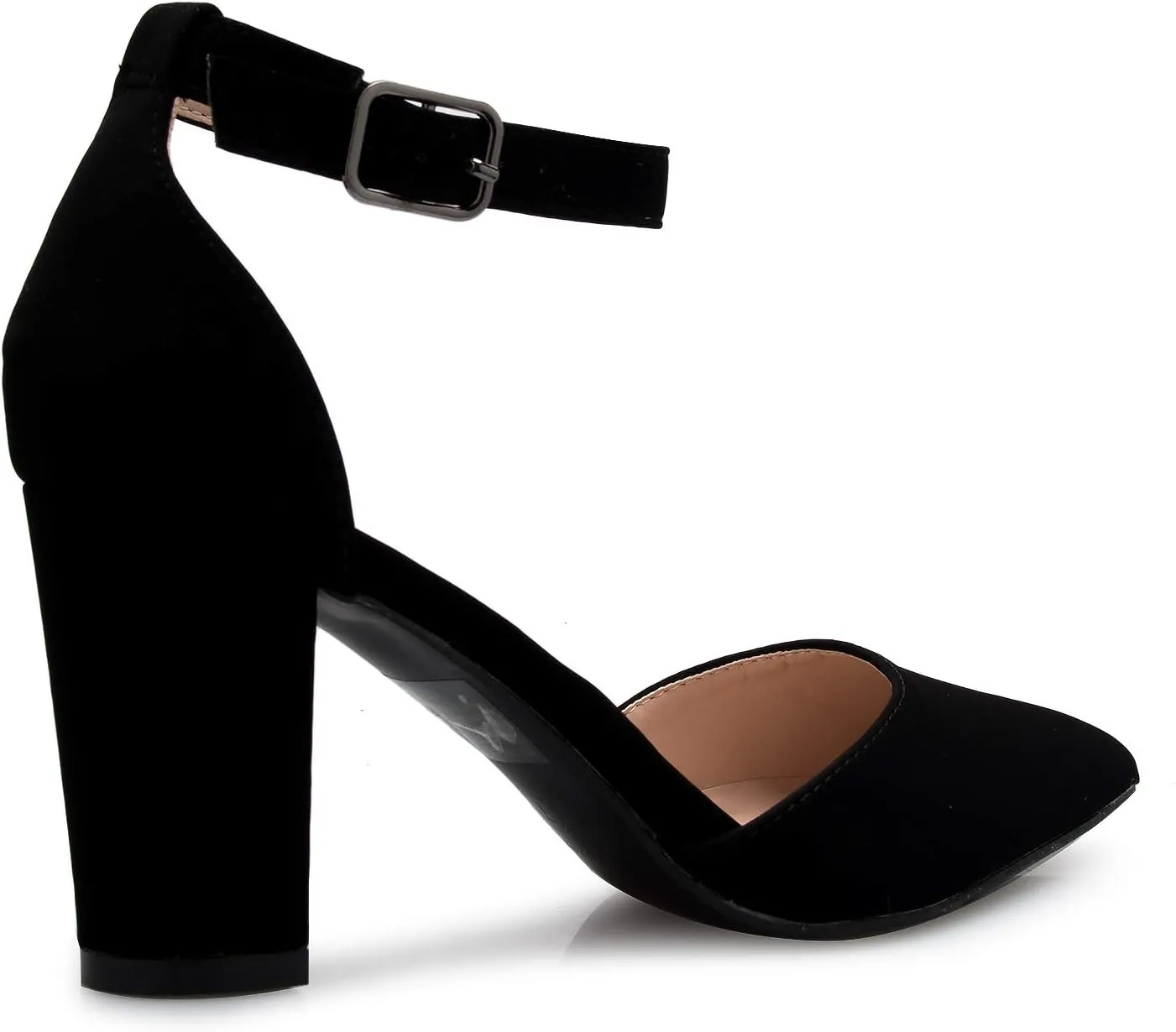 Women's Sexy D'Orsay Ankle Strap Pointed Toe Block Heel Pump - Classic, Comfortable