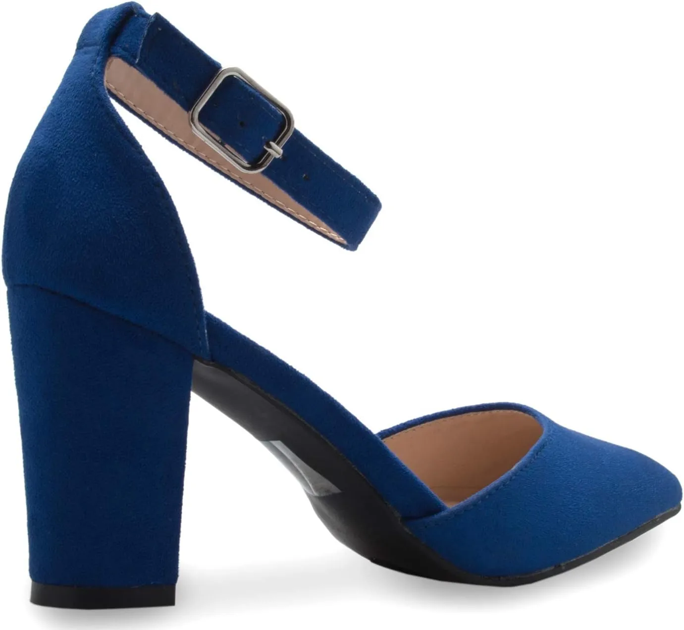 Women's Sexy D'Orsay Ankle Strap Pointed Toe Block Heel Pump - Classic, Comfortable