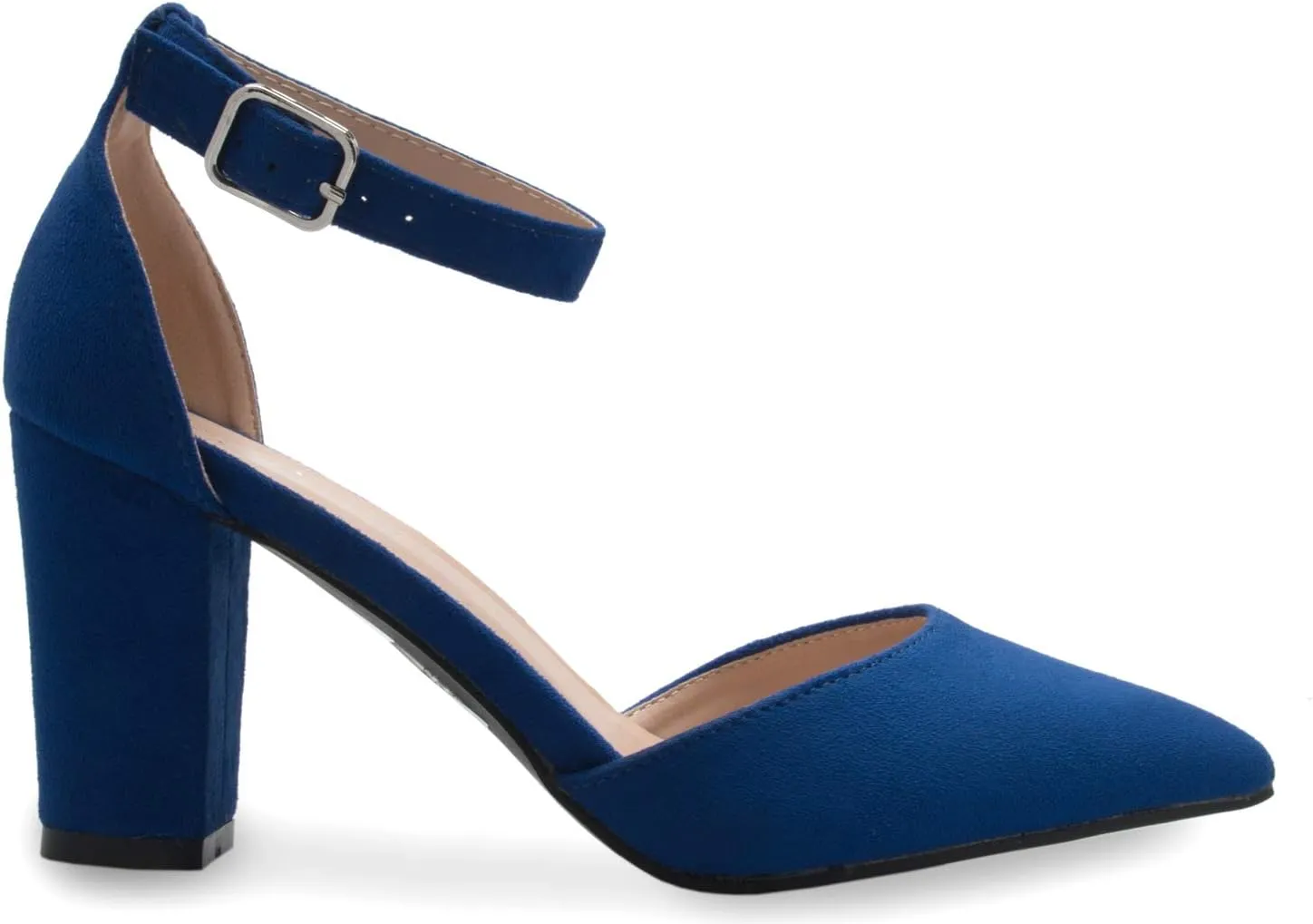 Women's Sexy D'Orsay Ankle Strap Pointed Toe Block Heel Pump - Classic, Comfortable