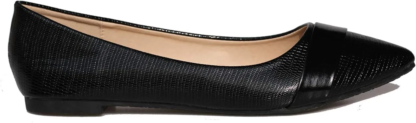 Women's Slip on Flats Pointy Toe Boat Band Decor Patent Leather Wedding Ballet Shoe