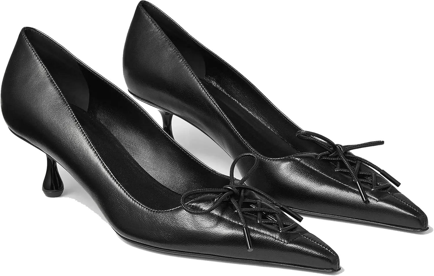 Women’s Strap Bow Pointed Toe Kitten Heel Pumps Classic with Low 2.36" Heels Comfy Dress Pumps for Dalylife Spring Shoes