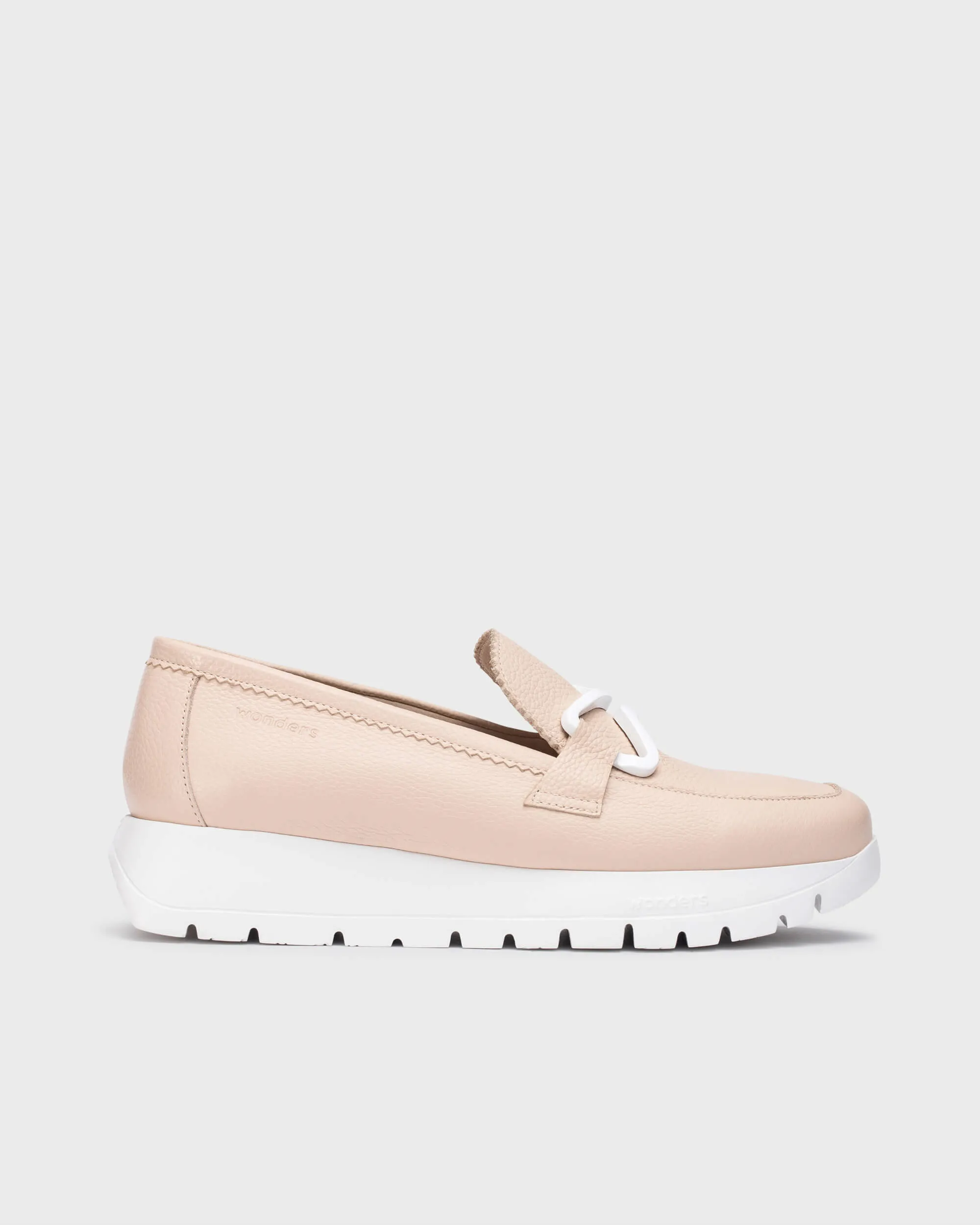 WONDERS - A-2480 LOW WEDGE SLIP-ON SHOE - NUDE LEATHER