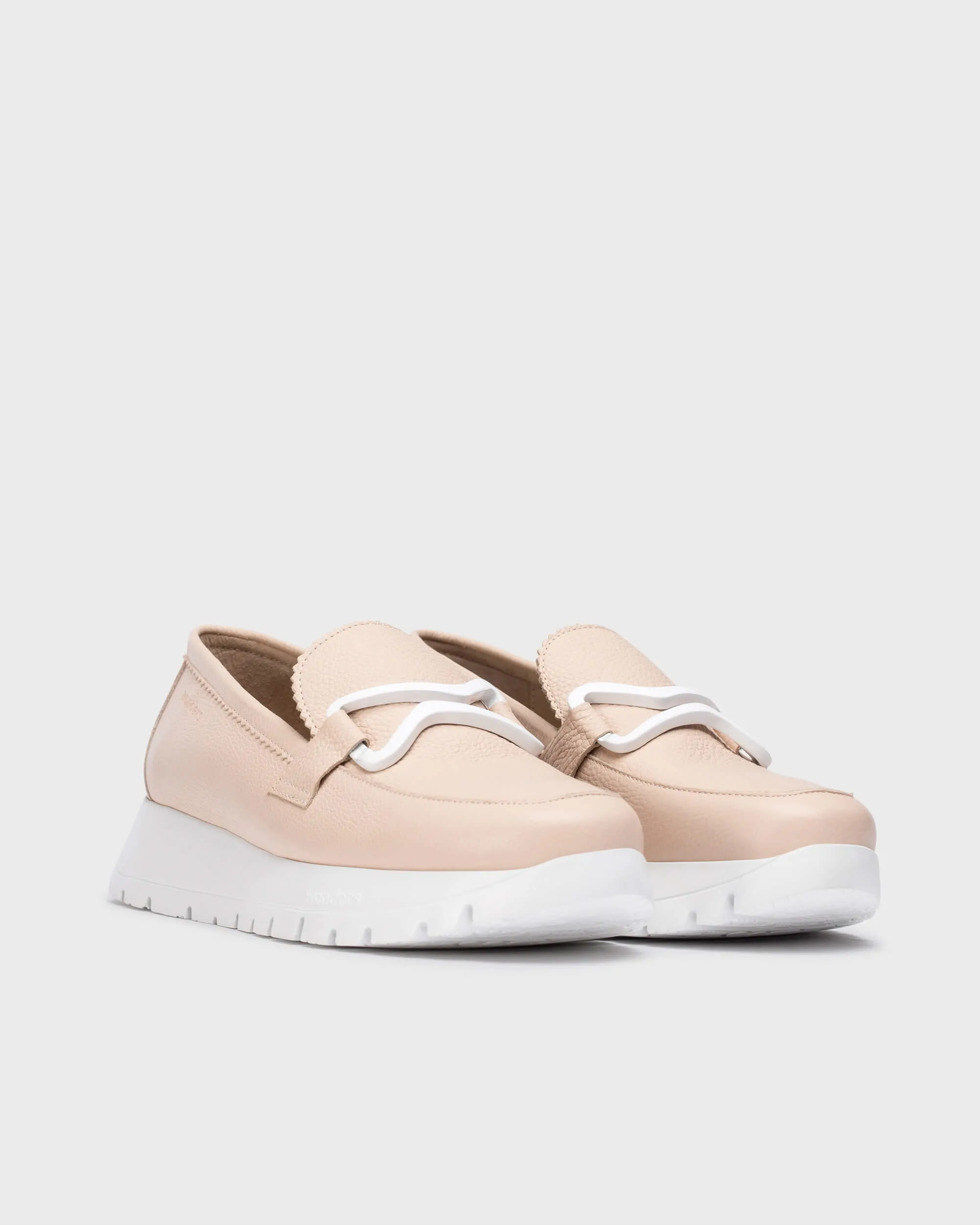 WONDERS - A-2480 LOW WEDGE SLIP-ON SHOE - NUDE LEATHER