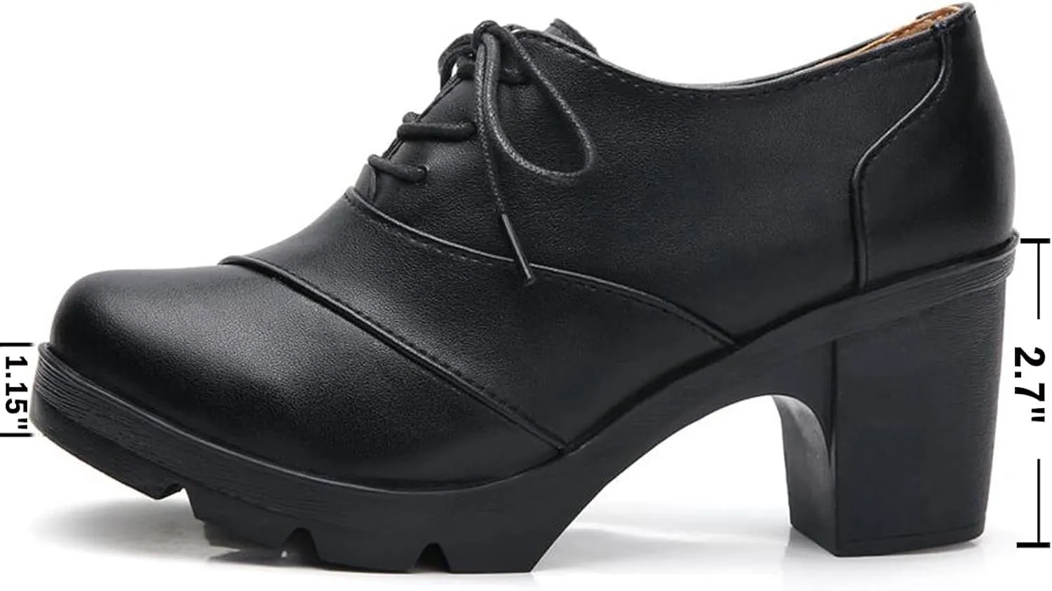 WUIWUIYU Women's Classic Lace-up Platform Chunky Mid-Heel Dress Oxfords Casual Work Pump Shoes